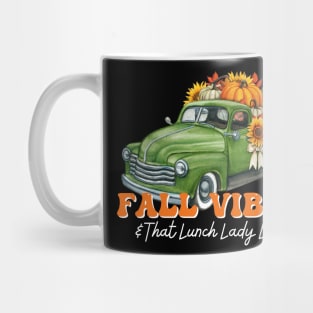 Fall Vibes Lunch Lady Truck Thanksgiving Back To School Crew Mug